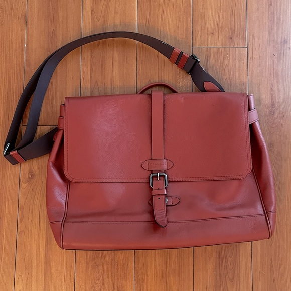 Coach Men’s Hudson Terracotta Messenger Bag Natural Soft Leather Original - Picture 1 of 8